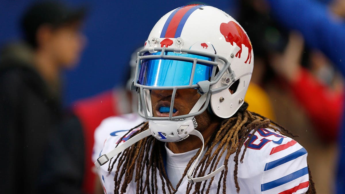 Buffalo Bills cornerback Stephon Gilmore defending against New England Patriots at New Era Field