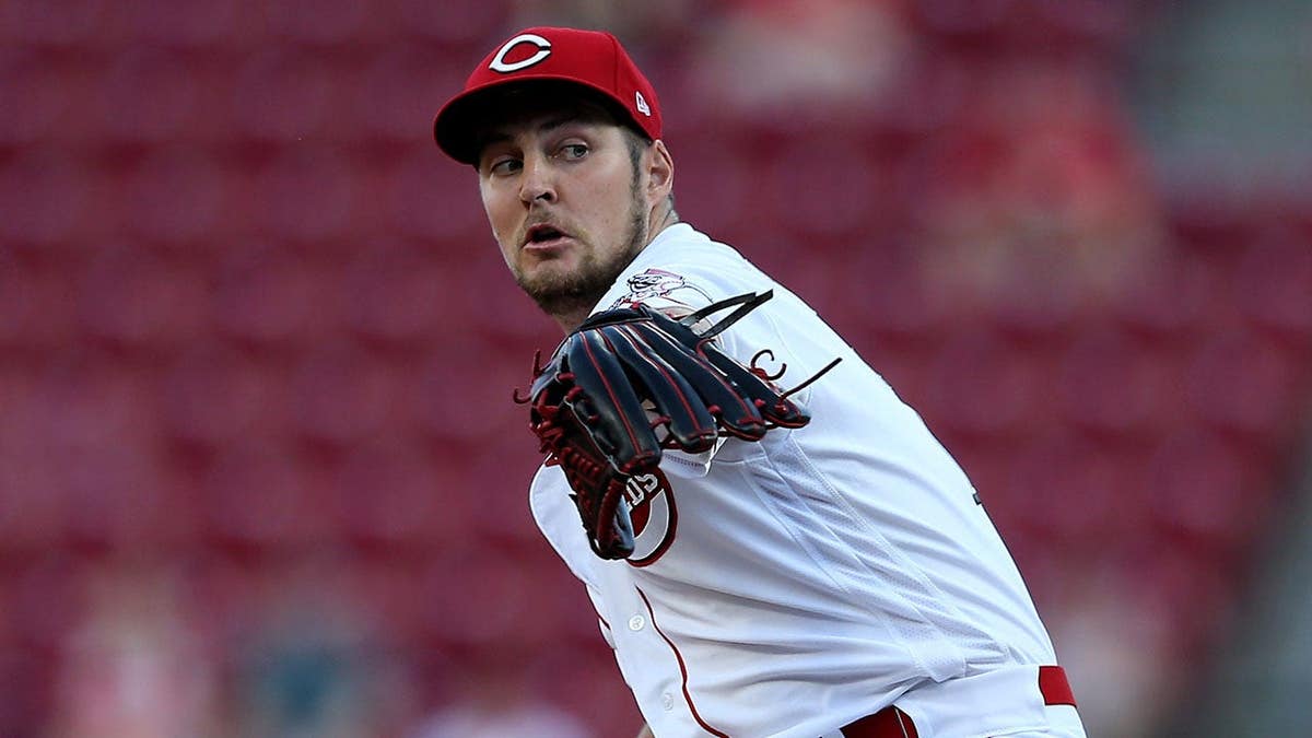 Trevor Bauer pitching for the Cincinnati Reds at Great American Ball Park.