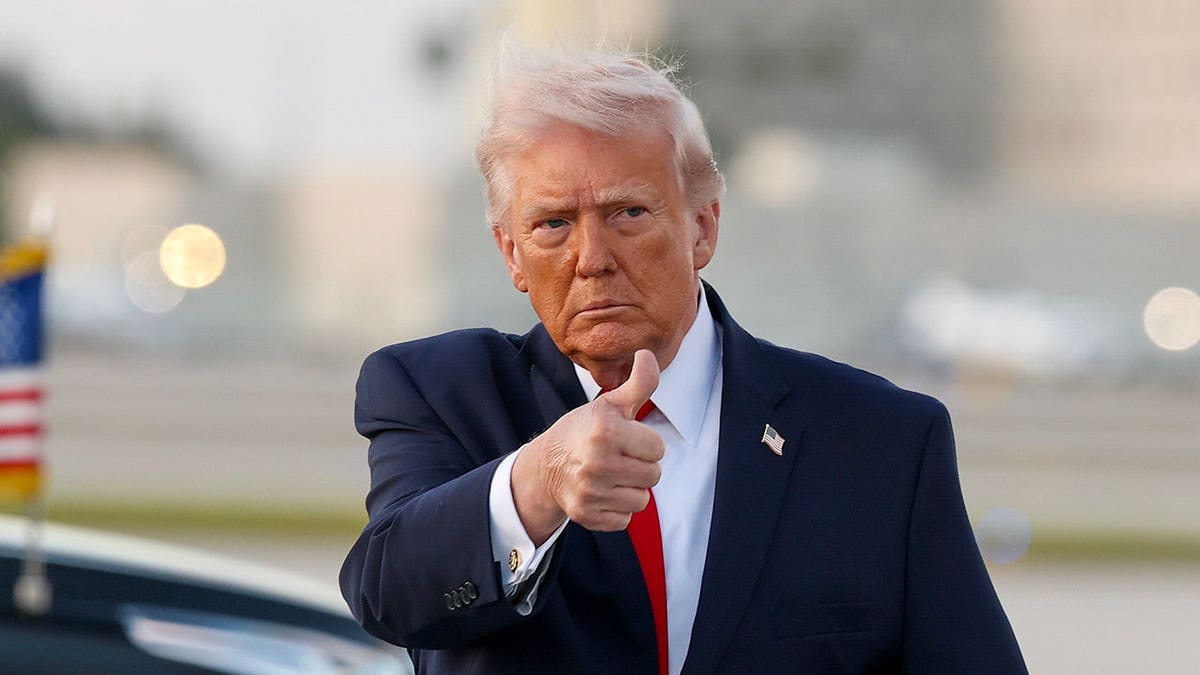 President Trump gives a thumbs up