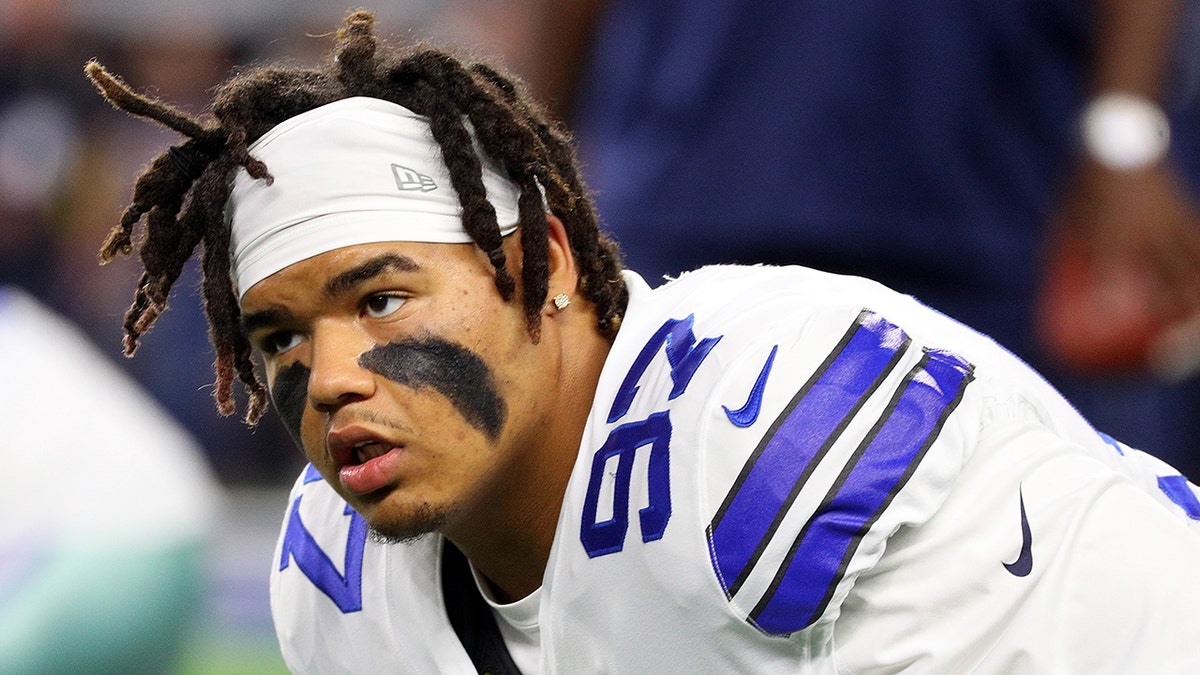 Trysten Hill looks on during a Dallas Cowboys game
