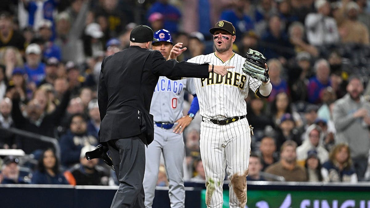 San Diego Padres 3rd  baseman Ty France reacting during a shot   crippled  astatine  Petco Park