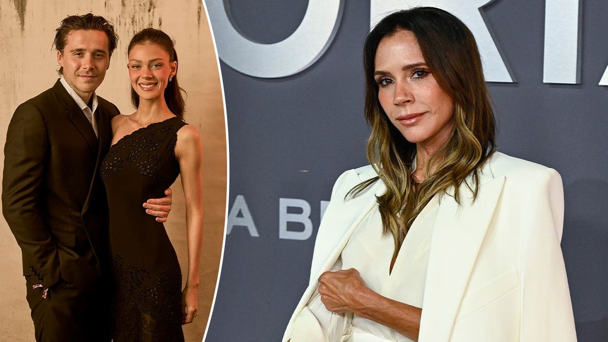Brooklyn and Nicola Beckham; Victoria Beckham