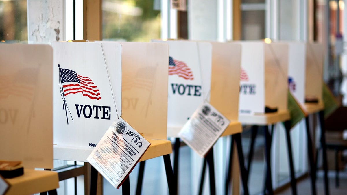 Voting booths set up inside Hermosa Beach City Hall