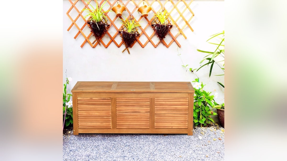 This storage box doubles up as a bench.
