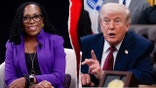 Supreme Court Justice Ketanji Brown Jackson and President Donald Trump are seen in this split image. Photos via AFP/Getty Images.