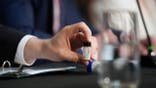 EPA Administrator Lee Zeldin holding a microplastic sample at EPA headquarters in Washington D.C.