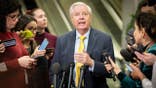Senator Lindsey Graham speaking to reporters at the U.S. Capitol in Washington, D.C.