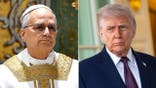 Split image shows Pope Leo XIV and President Donald Trump amid policy dispute.