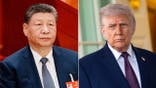 Split image shows Xi Jinping and President Donald Trump amid China-Iran tensions.