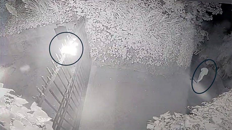 Imagen de las cámaras de vigilancia del sospechoso huyendo del lugar del ataque con un cóctel Molotov contra Sam Altman