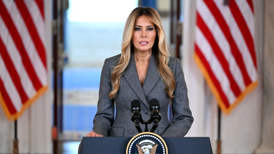Melania Trump denounces 'lies' connecting her with disgraced financier Jeffrey Epstein in White House event