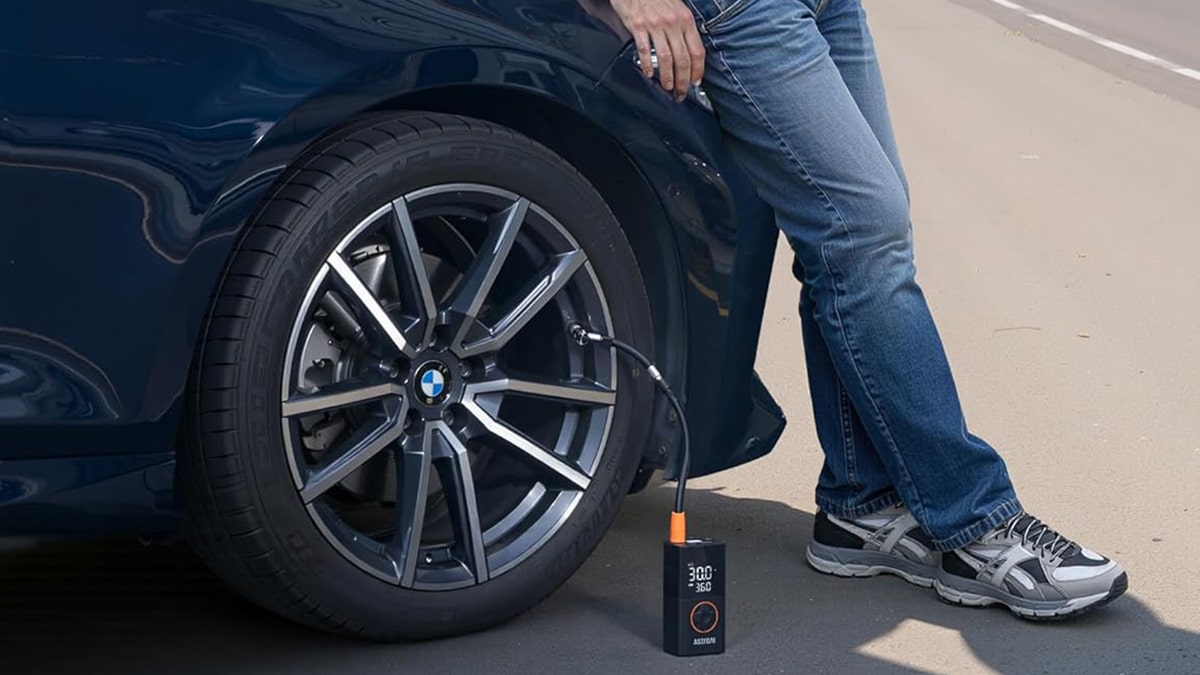 Pack this mini tire inflator in your car for emergencies.