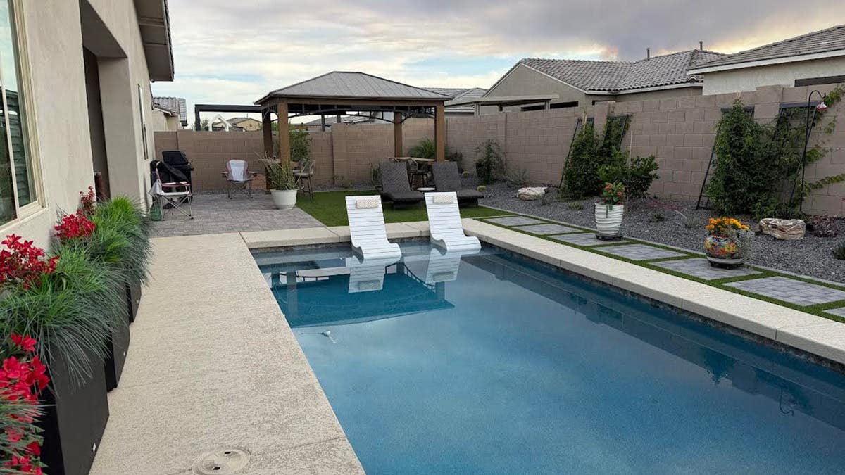 View of Bo T. in Arizona's pool and patio