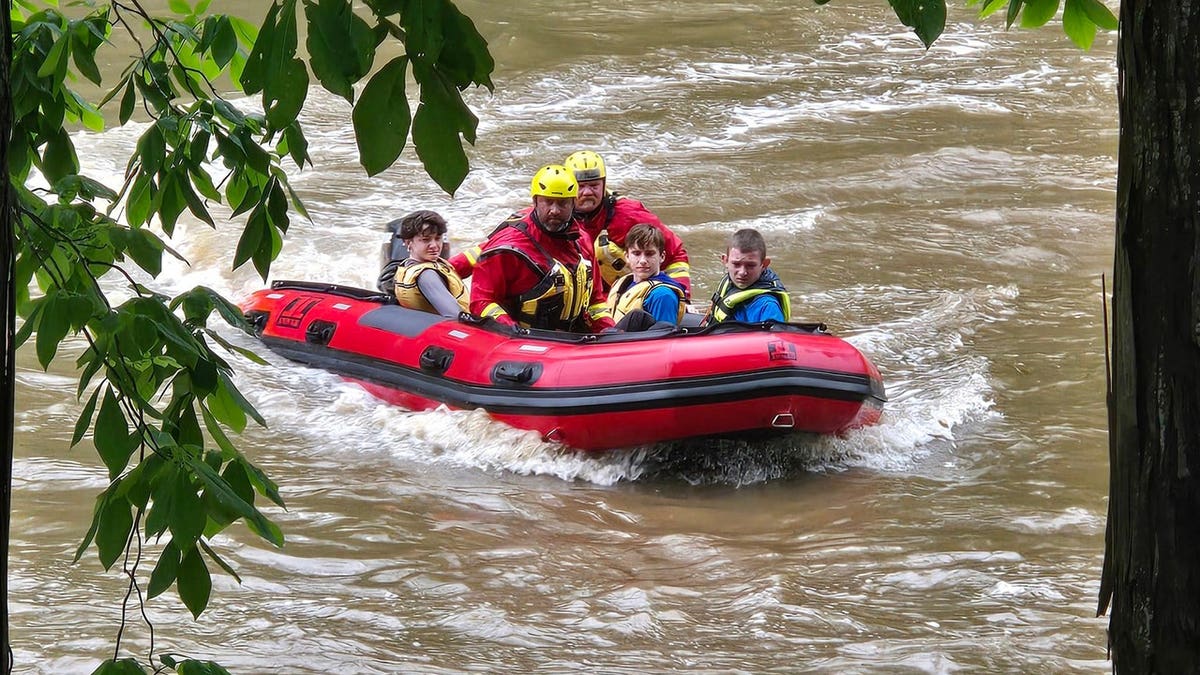 Twenty-eight Boy Scouts were rescued after rising waters stranded the troop along the Cacapon River in West Virginia.