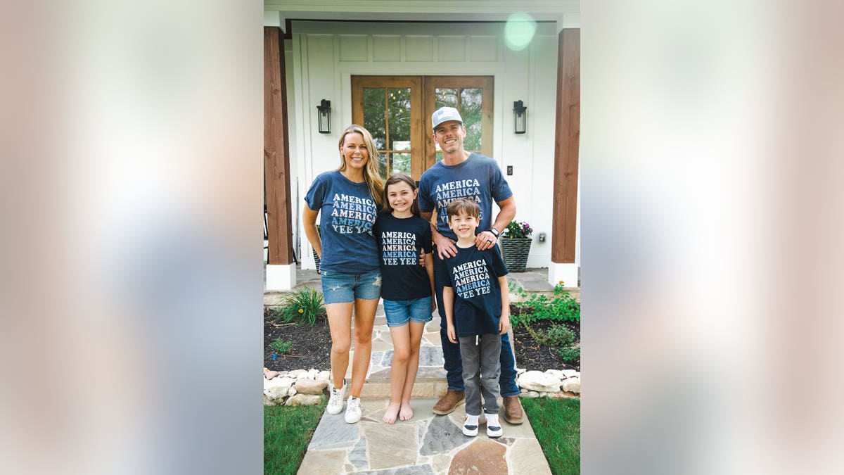 Granger Smith, his wife and their two children stood out in similar ensembles.
