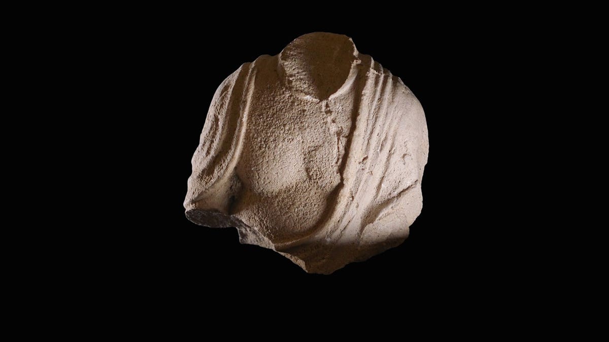 View of ancient fragment in lab