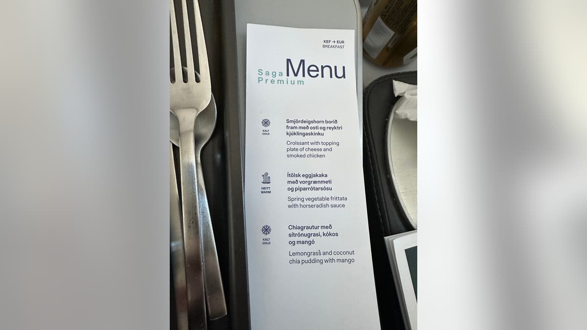 Icelandair's breakfast options.