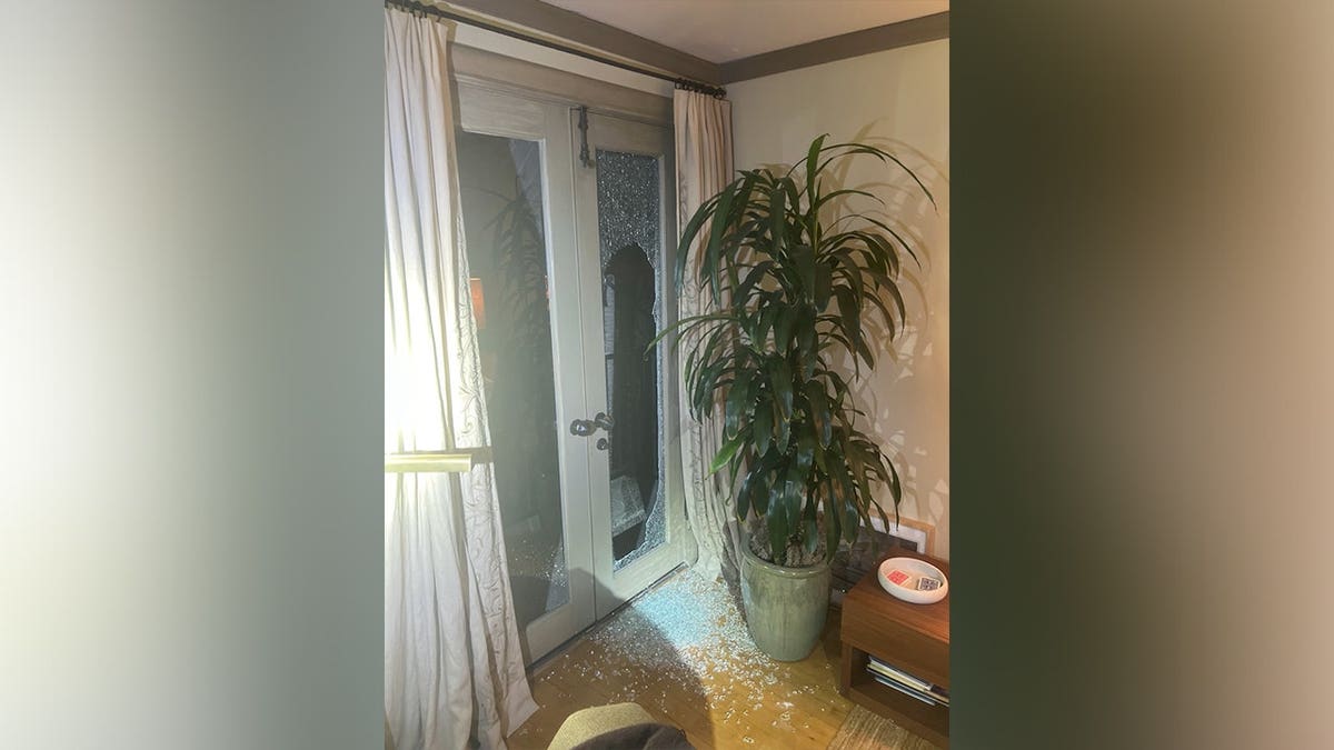 A home's glass door was broken following an alleged residential burglary in Los Angeles County.