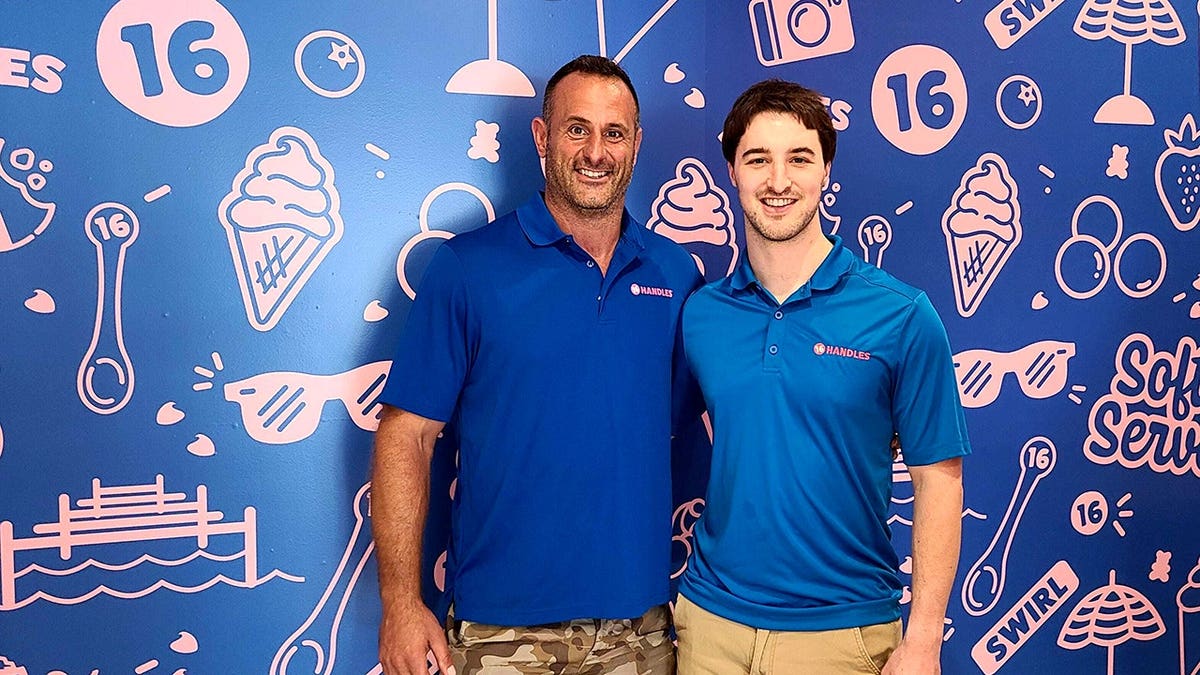 Franchisee Alex Nicholas of Naples with Neil Hershman, CEO of 16 Handles.
