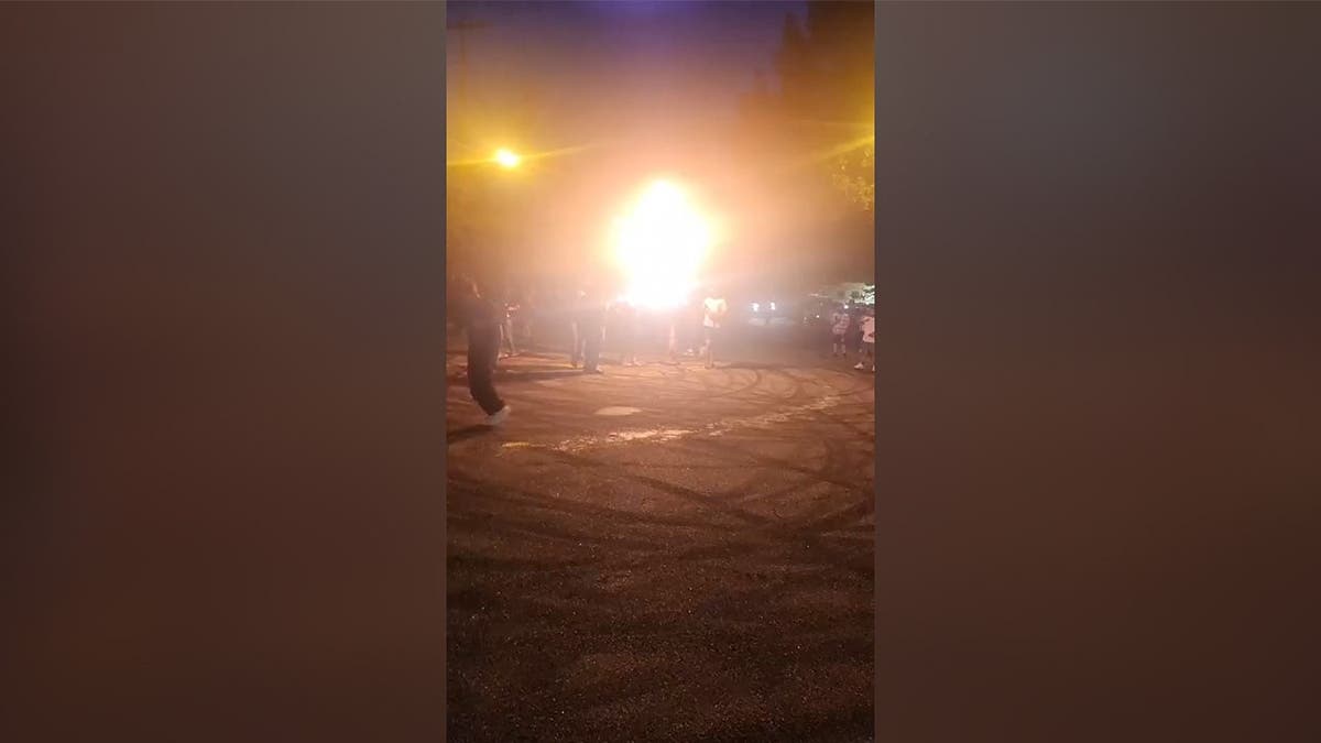 a ringing  of occurrence  seen connected  a engaged  thoroughfare  astatine  night