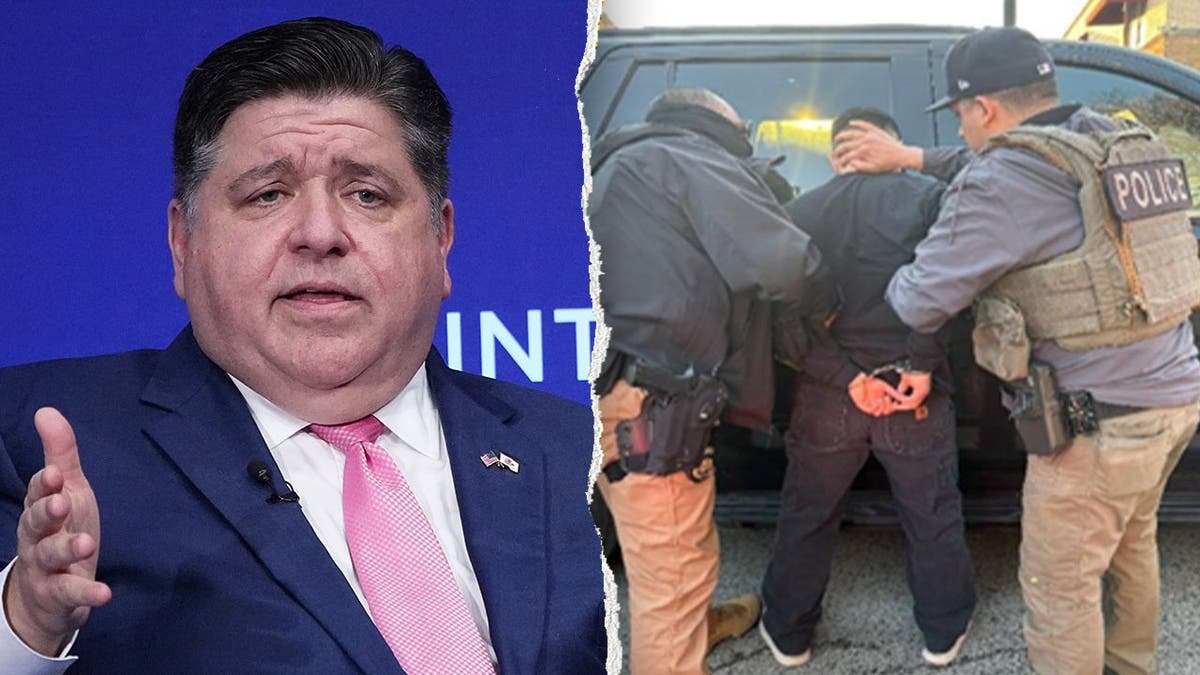 Pritzker alongside an arrested illegal immigrant pedophile