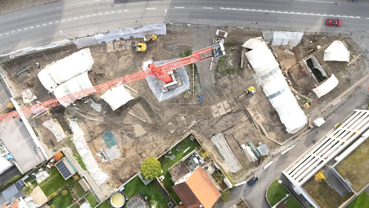 Aerial of construction site