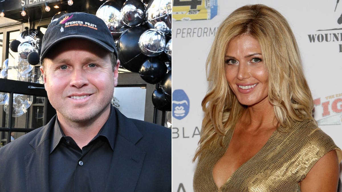 A split photo showing Spencer Pratt and Torrie Wilson