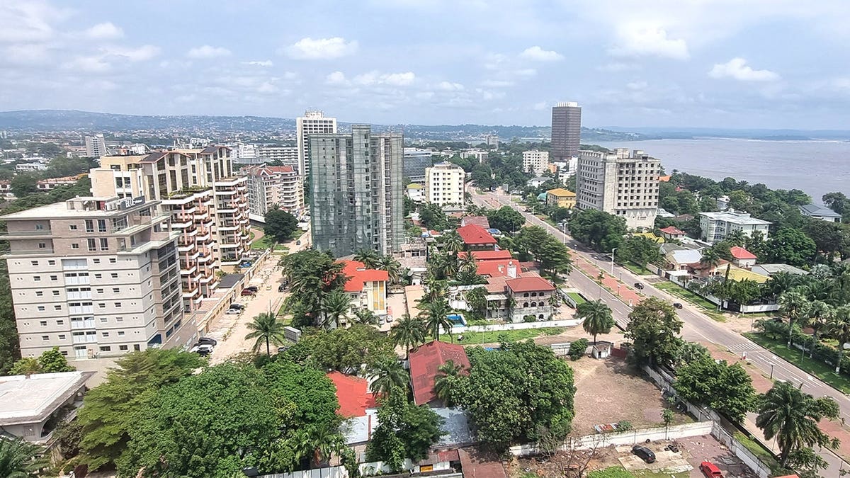 Aerial view of Congolese capital city of Kinshasa