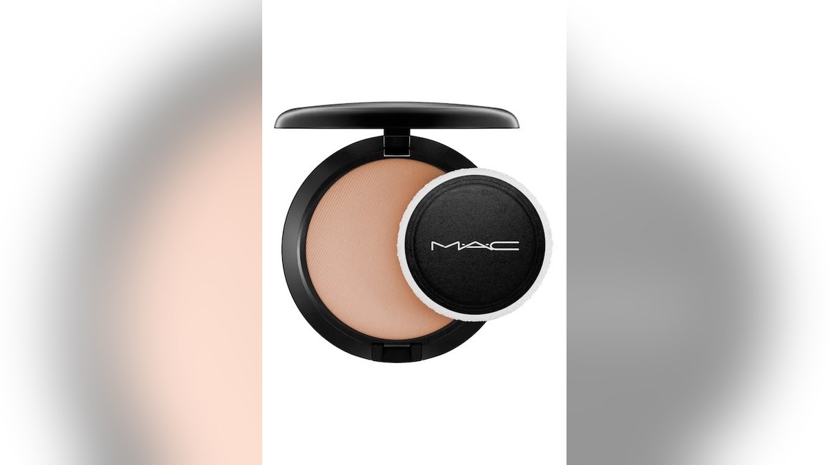 This compact powder sets makeup and minimizes shine.
