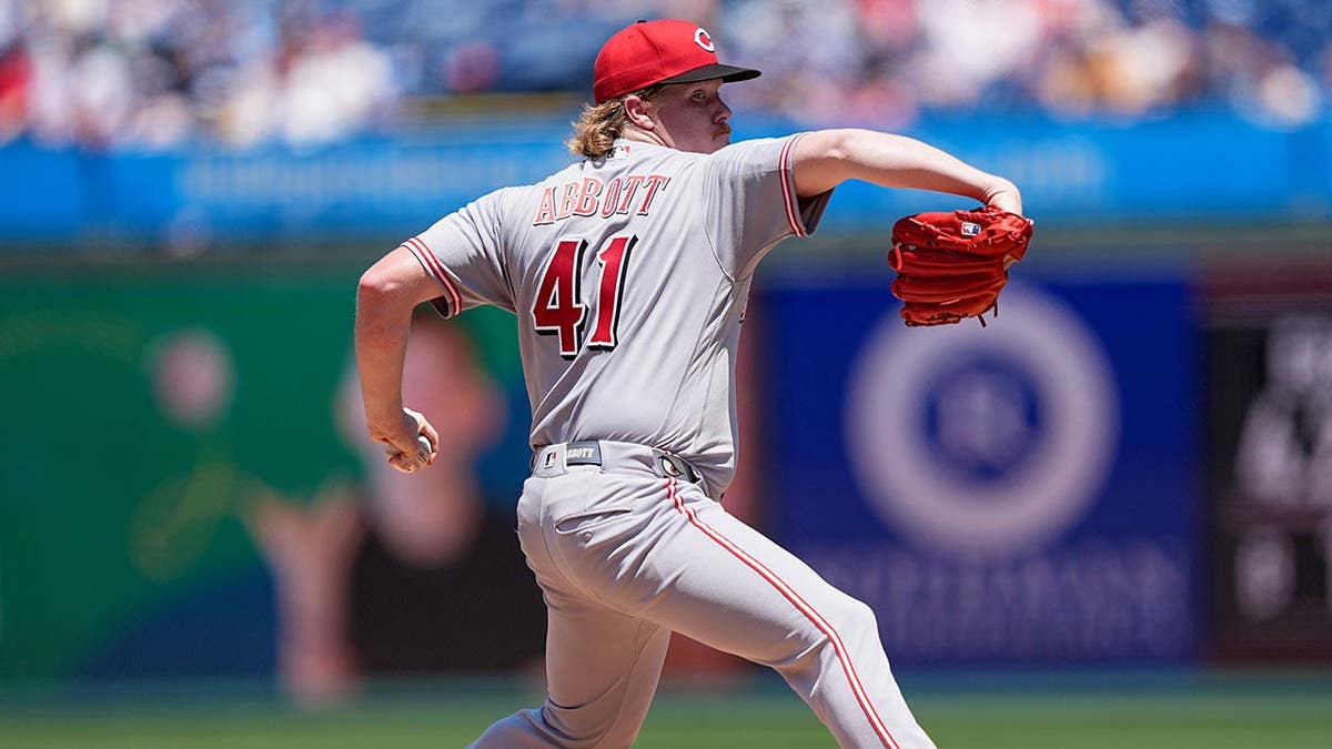 Cincinnati Reds' Andrew Abbott pitching during a baseball game in Philadelphia
