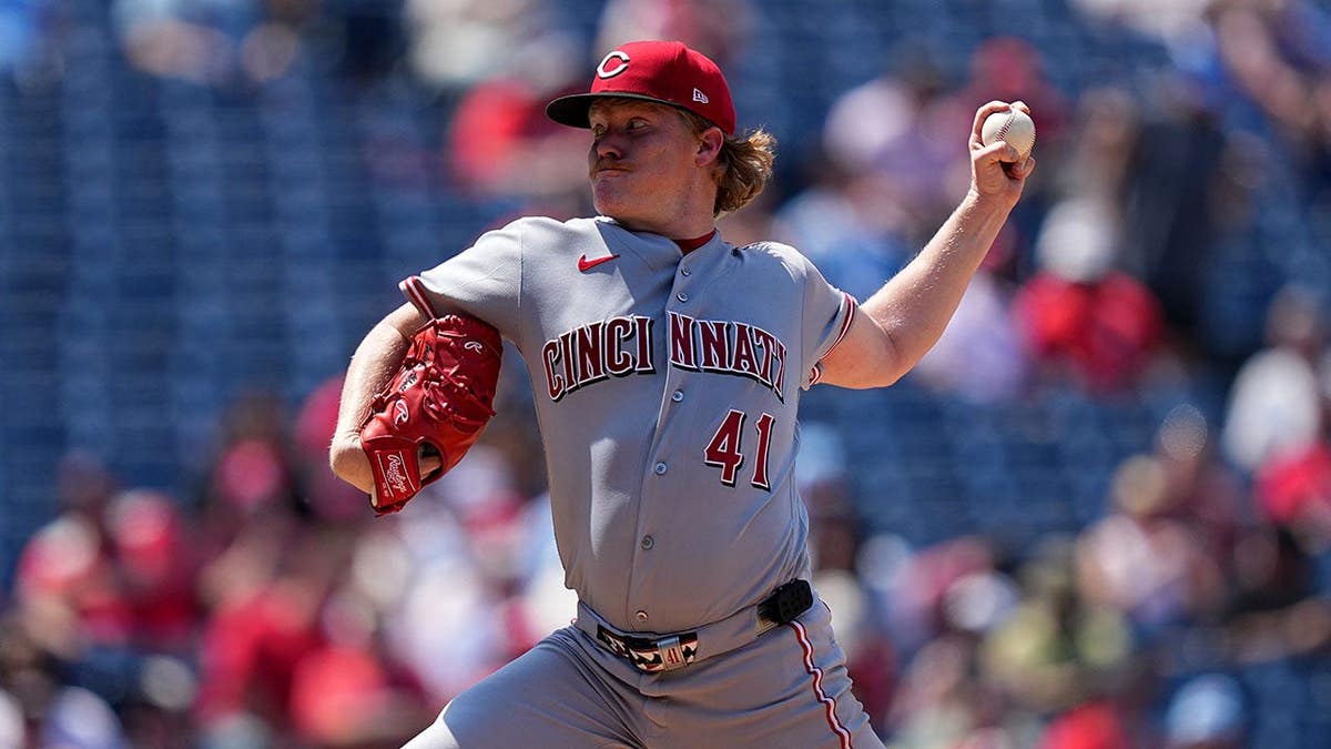 Cincinnati Reds' Andrew Abbott pitching during a baseball game in Philadelphia