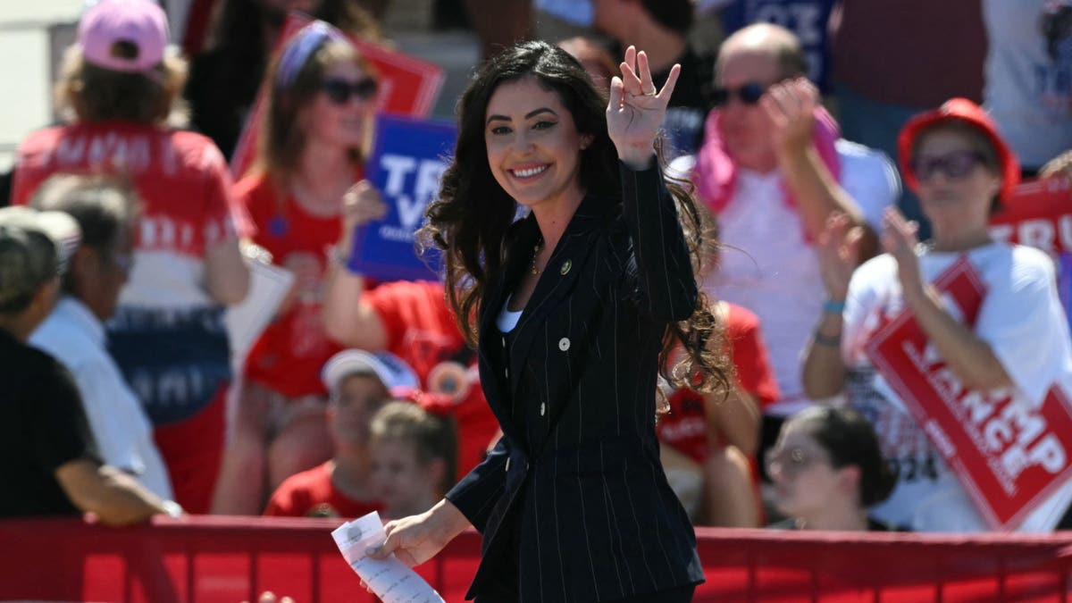 Rep. Anna Paulina Luna speaking at a campaign rally in Wilmington, North Carolina