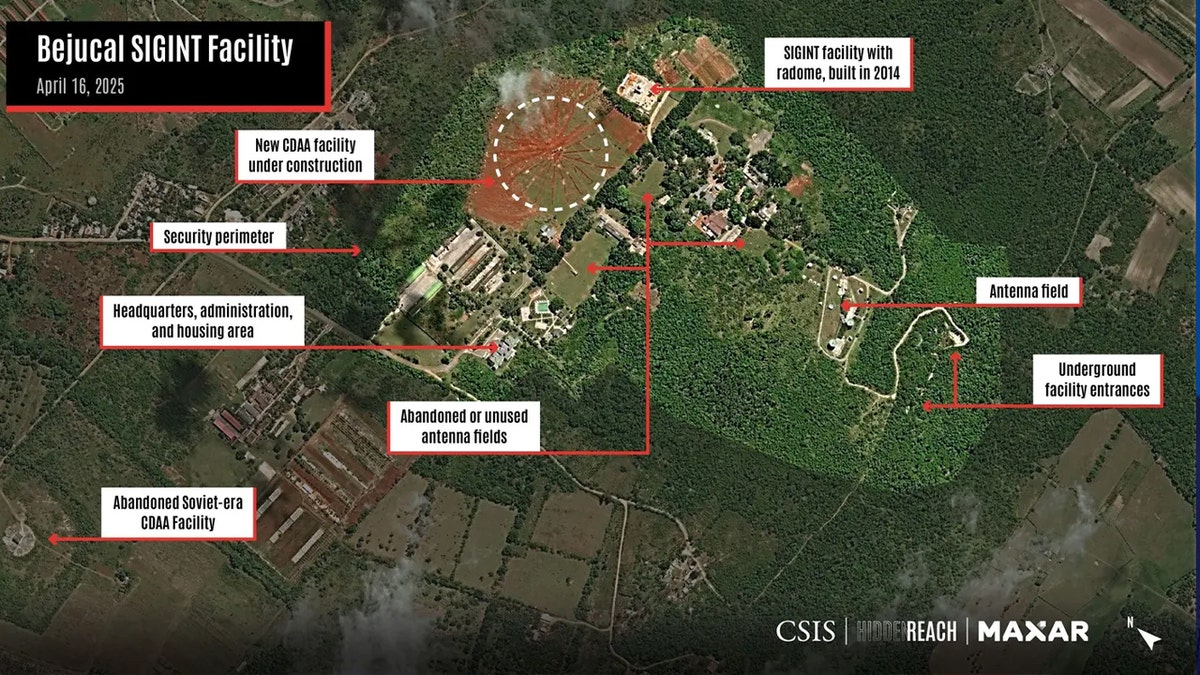 Satellite image of the Bejucal SIGINT facility