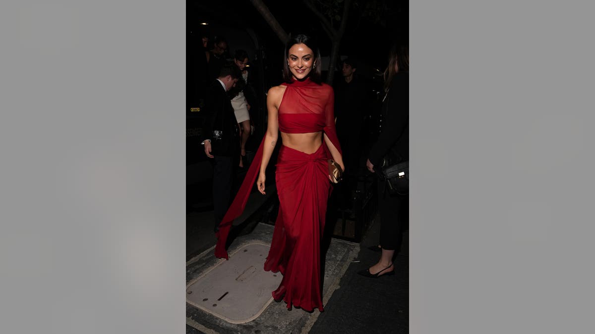 Camila Mendes standing at the Saint Laurent Met Gala after party in New York City