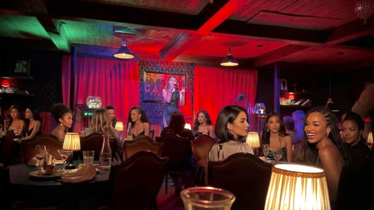 Interior view of Capo's Restaurant and Speakeasy at night