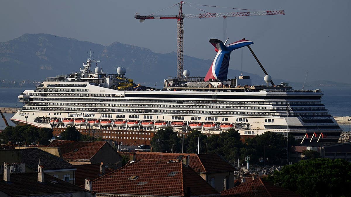 The Carnival Liberty cruise ship docked at Marseille port for maintenance