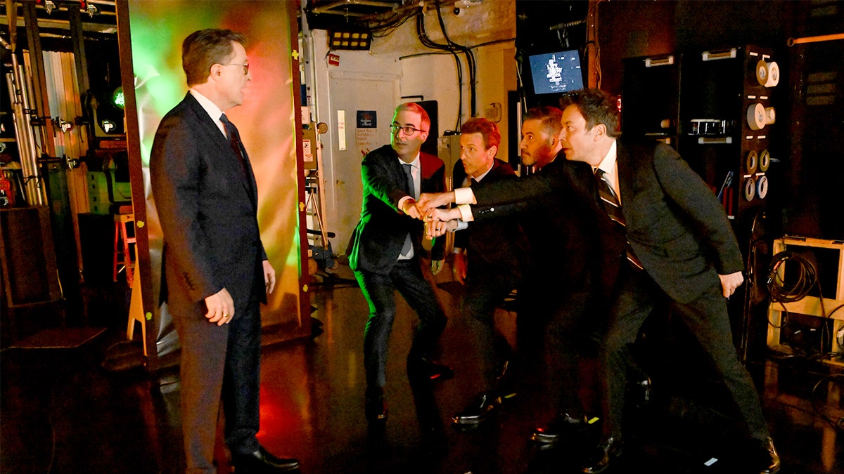 Stephen Colbert, John Oliver, Seth Meyers, Jimmy Kimmel and Jimmy Fallon on "The Late Show" finale