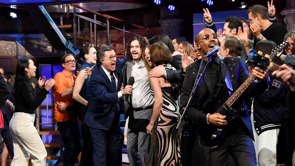 Stephen Colbert family and staff take "Late Show" stage