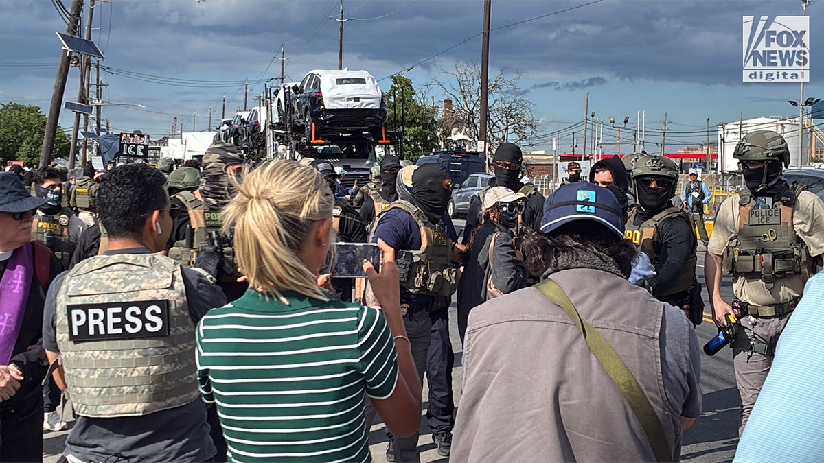 View of the area outside Delaney Hall with people gathered