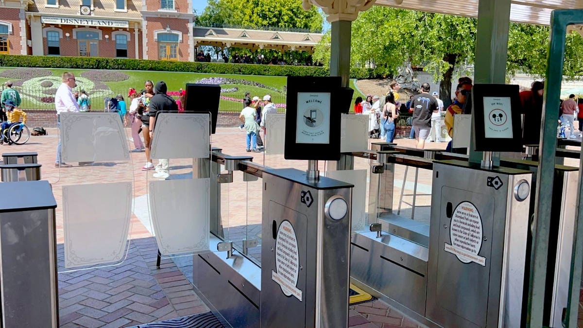 The entry gates to Disneyland are shown.