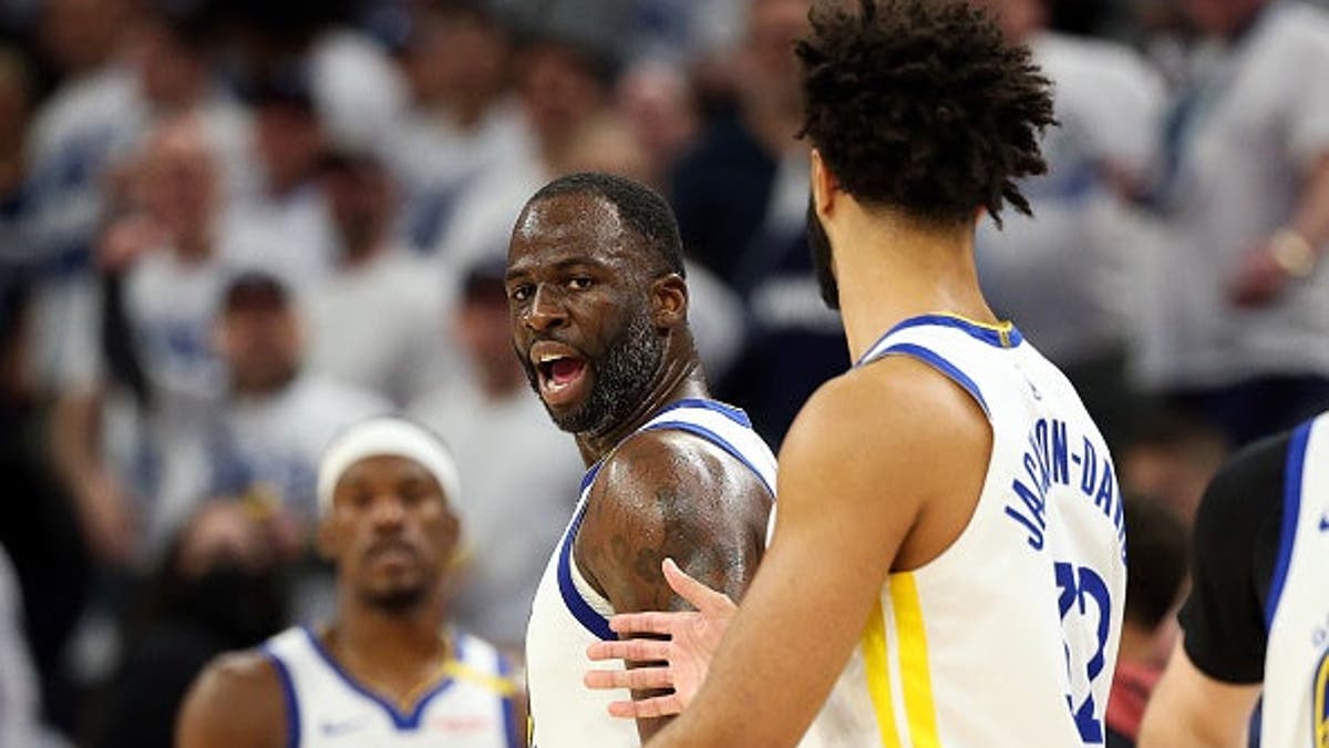Draymond Green reacting after receiving a technical foul during an NBA playoff game in Minneapolis