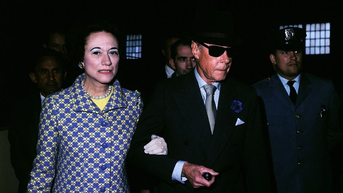 The Duke and Duchess of Windsor standing together before sailing for England