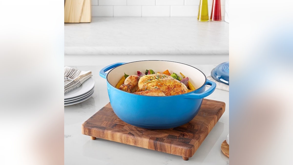 A cast iron Dutch oven for everyday cooking.