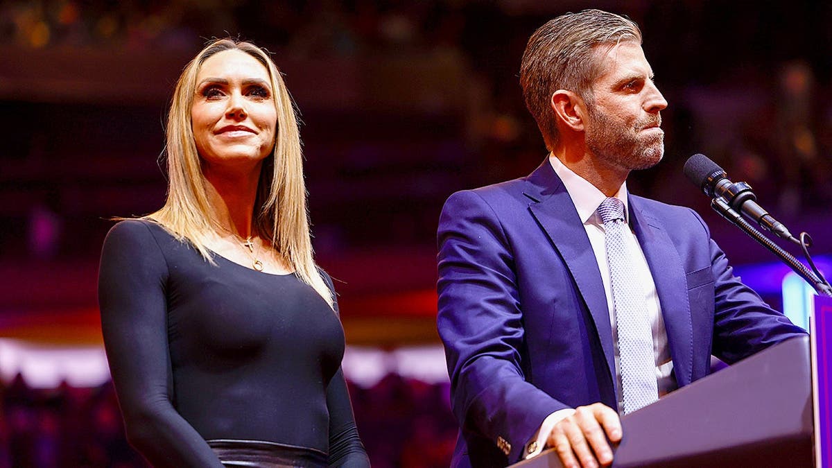 Lara Trump and Eric Trump speak at Madison Square Garden campaign rally.