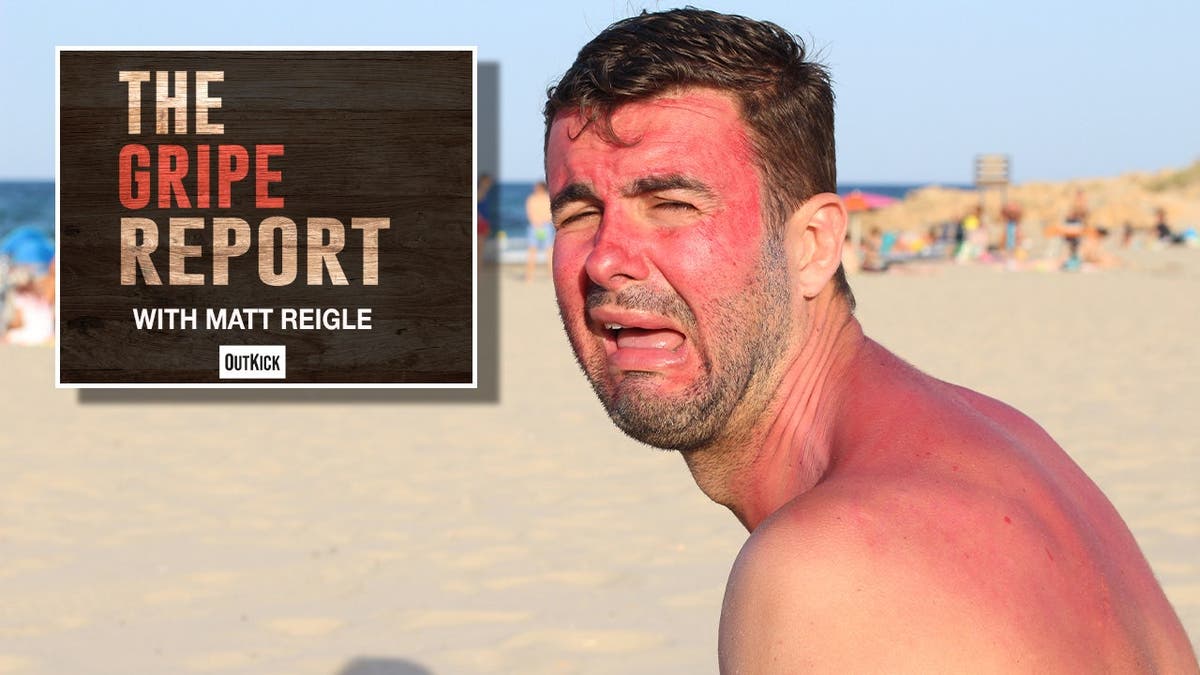 Sunburnt guy and Gripe Report logo