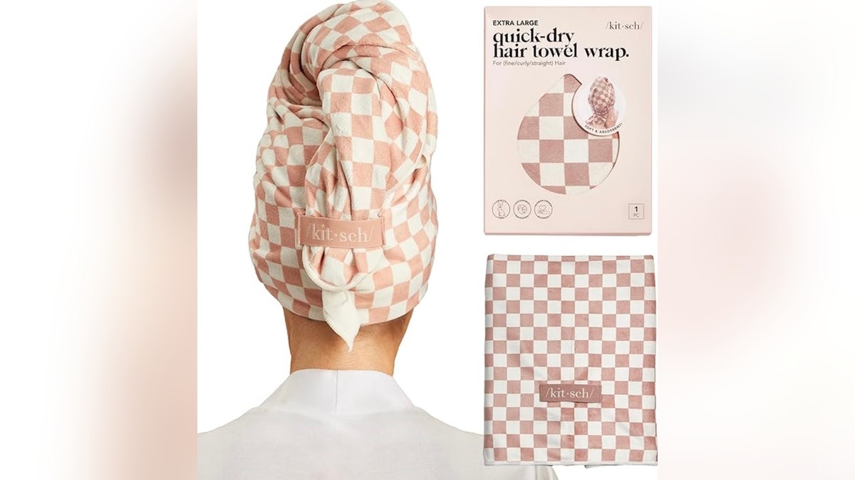 Swap out your traditional towel with a lightweight hair wrap.