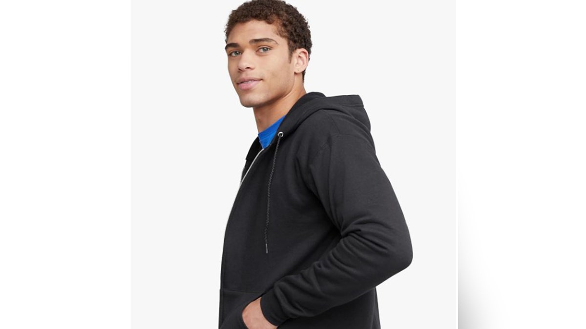 Stay warm on cool summer nights in this classic Hanes fleece hoodie.