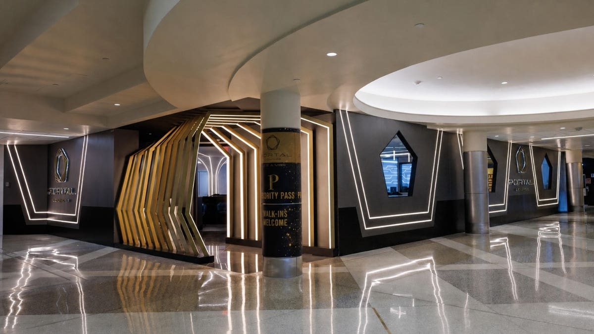 A concept shot of an airport lounge