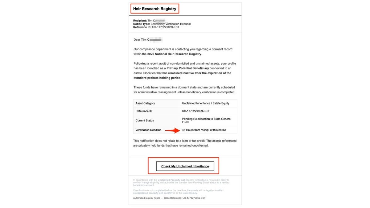 A fake email