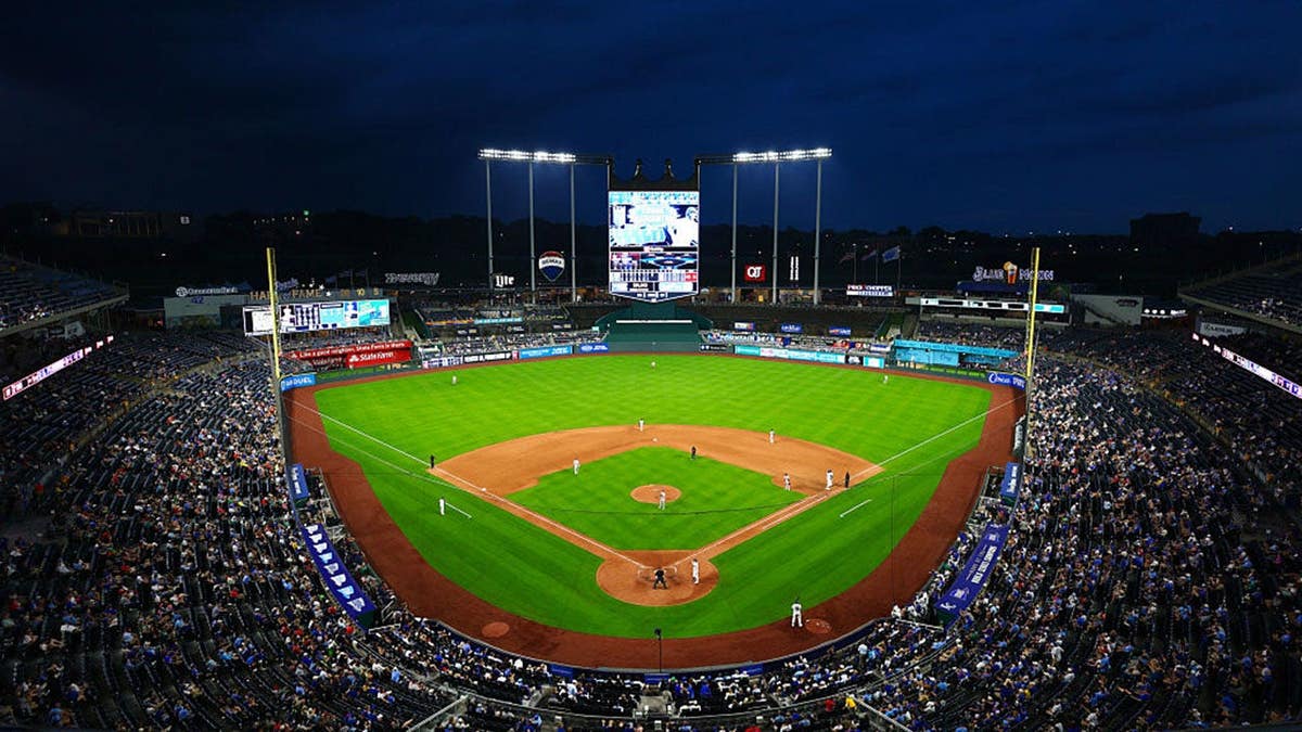 A general view of Kauffman Stadium during a baseball game in Kansas City Missouri